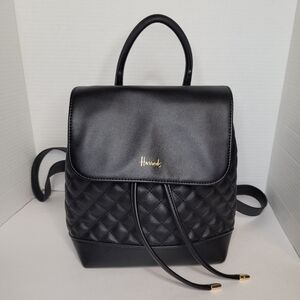 Harrods Black Quilted Backpack NWT